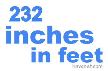 232 inches in feet