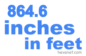 864.6 inches in feet