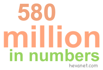 580 million in numbers 580 million in numbers